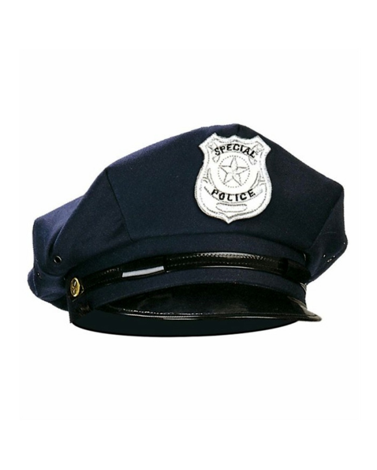 karneval kostymer och tillbehör polis hatt blå märke billigt