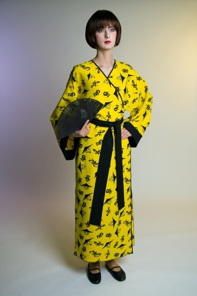 Mardi Gras kostymer billig kvinna kimonoklänning gul
