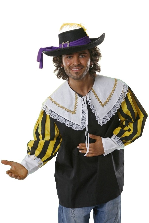 Mardi Gras kostymer billig man musketeer shirt