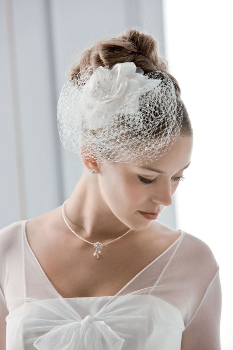 fascinator för bröllopshåraccessoarer-nät-kedja-vita-pärlor