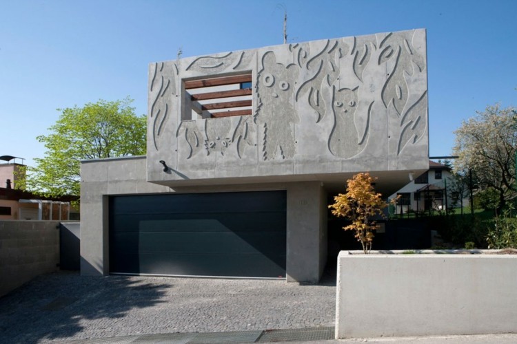 fasad design garageport grå kullersten golv
