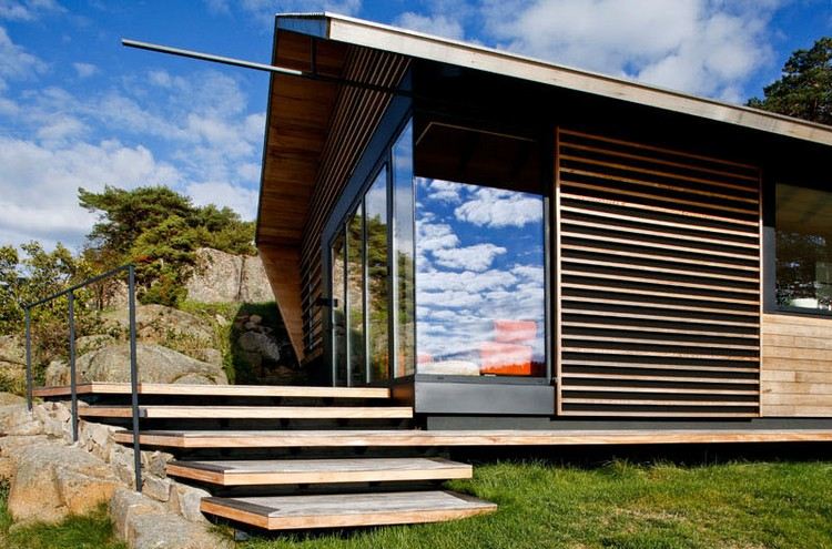 Hut moderes design cederträ fasad tak