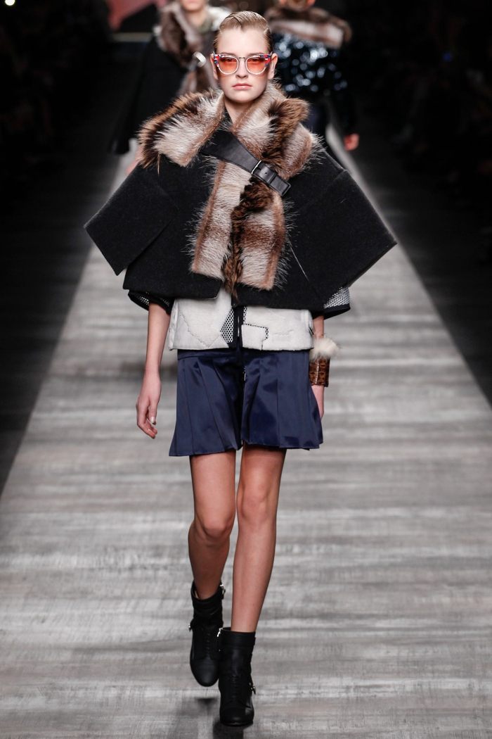 fendi-mode-höst-2014-poncho-päls-krage-kort kjol