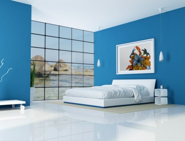 Blå himmel vägg dekor sovrum