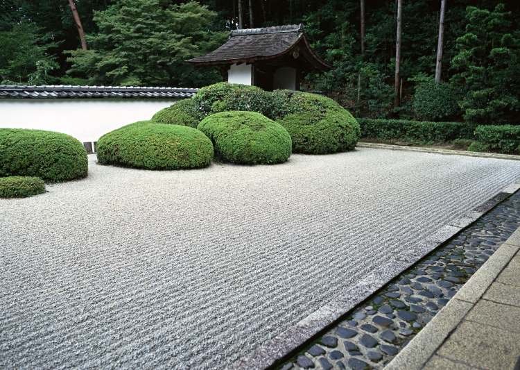 Feng Shui trädgård design zen-känsla-golv-rand-mönster-rake-former