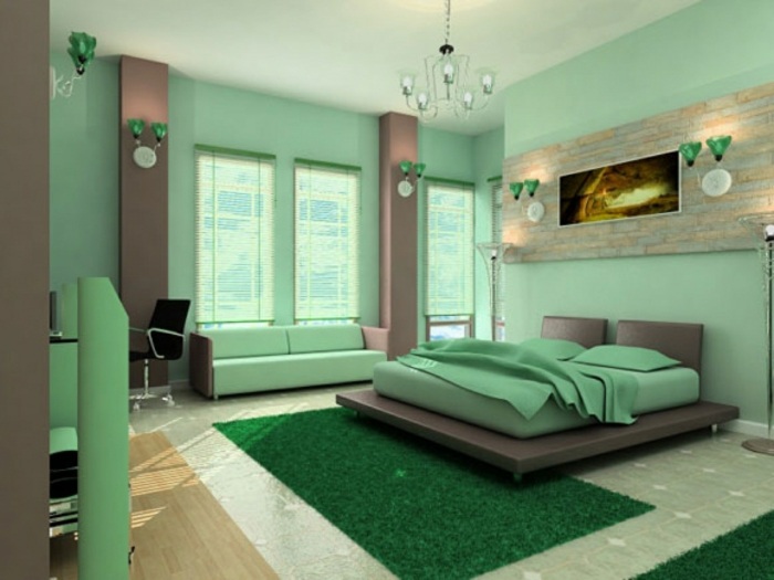 Gröna väggar-i-Feng-Shui-sovrummet