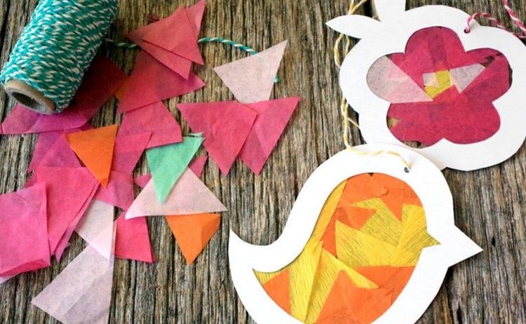 Gör-det-själv-barn-silkespapper-fönster-bilder till påsk