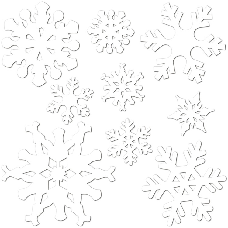 Fönsterbilder-jul-mall-spårning papper-hantverk idé-snöflingor