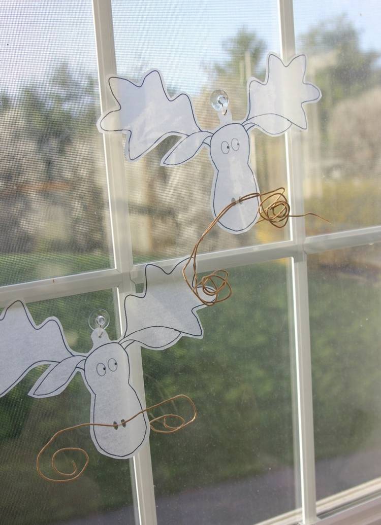 fönster bilder för jul ren tråd tråd dekoration vit