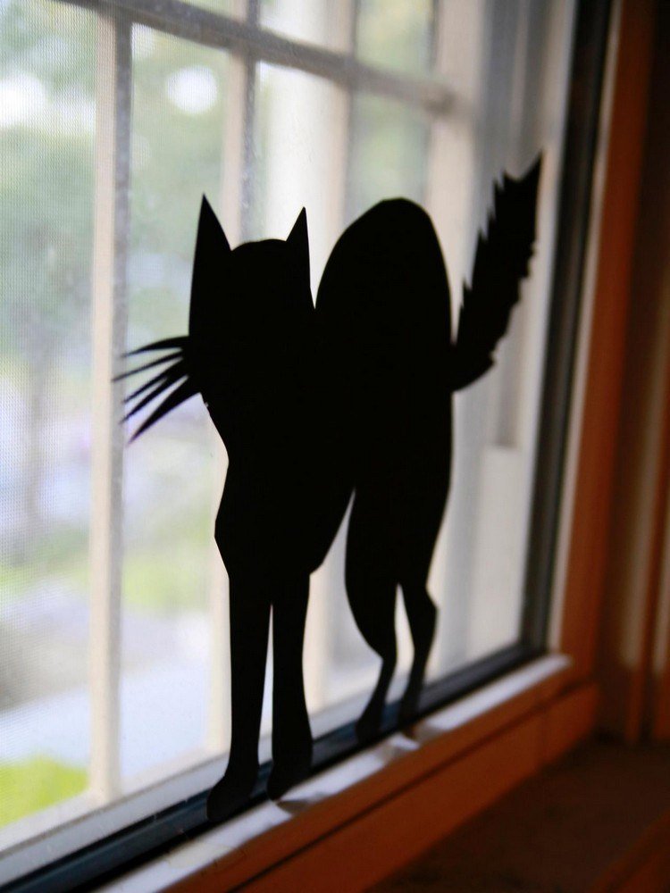 fönster-dekoration-halloween-fönster-bilder-svart-katt-kartong-vaxpapper