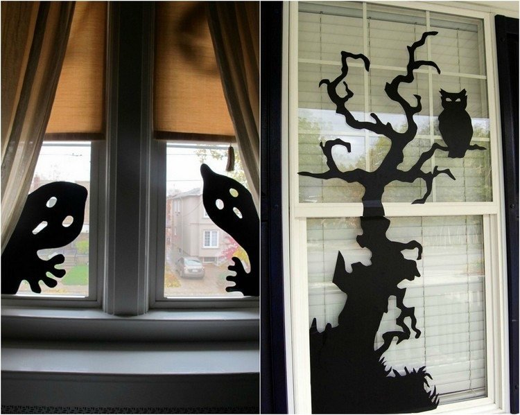 fönster-dekoration-halloween-spök-skrämmande träd