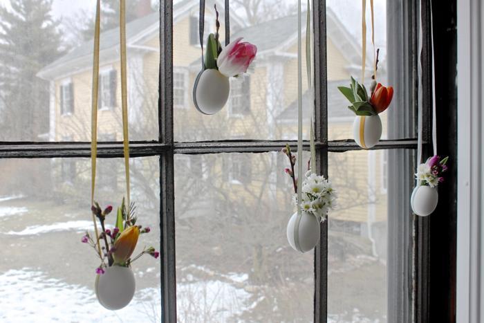 Fönsterdekoration för påskäggskal-vaser-hängande-fönster-blommor-bukett