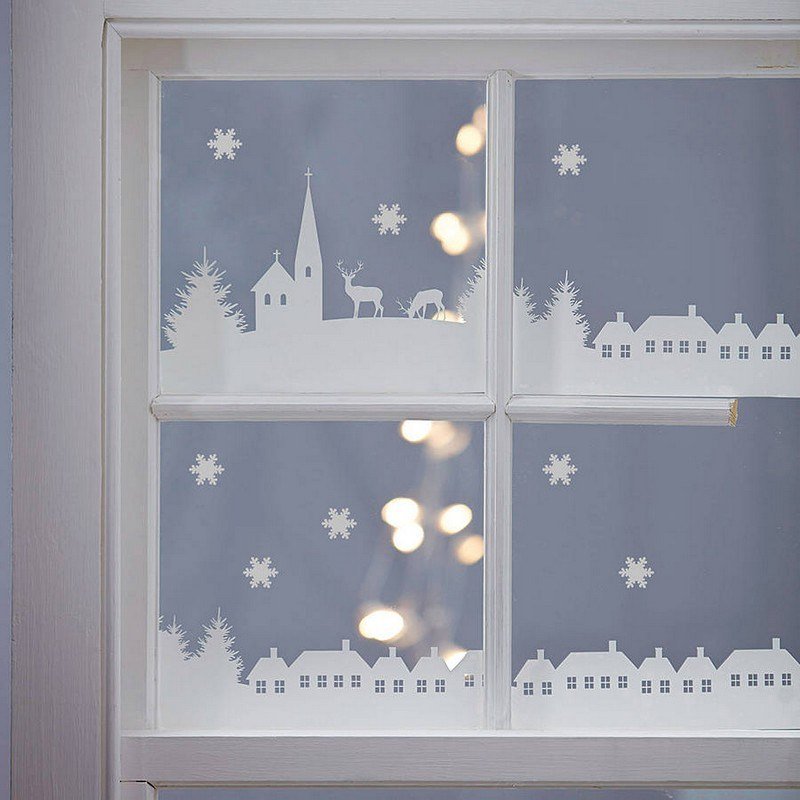 Fönster-dekoration-jul-silhuetter-papper-klipp ut
