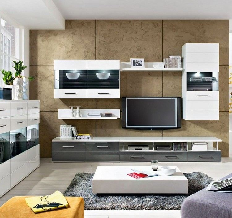 TV-väggmonterat-vardagsrum-dekorativa-väggpaneler-vardagsrum