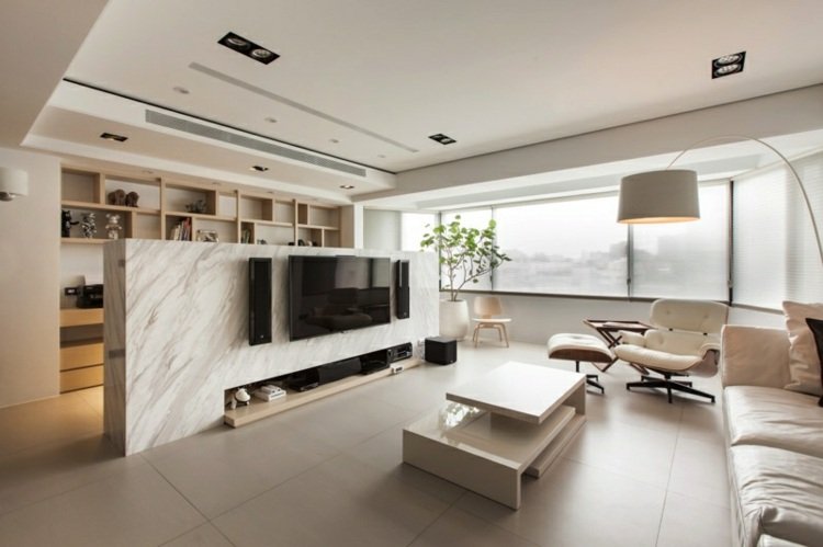 tv-väggidéer rumsdelare-marmor-halvhöjd-vägg-sittgrupp-lounge