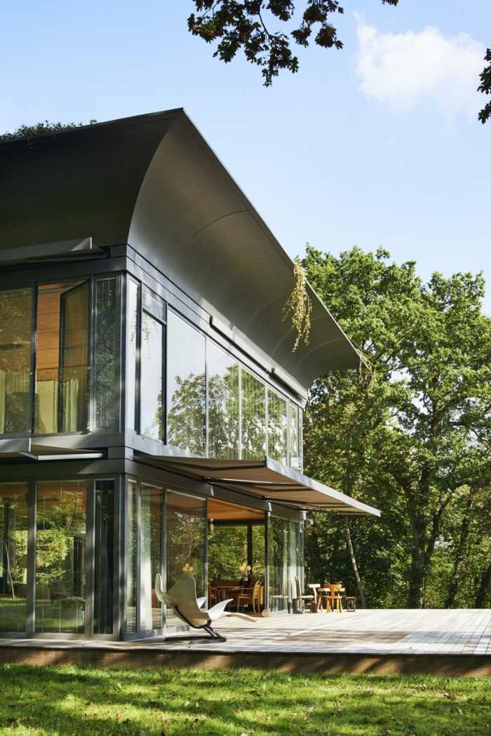 prefabricerade hus design trädgård terrass design glas front