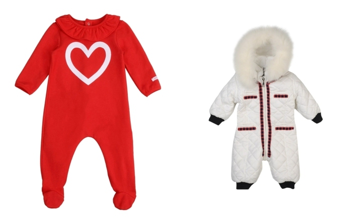 Baby snowsuit röd vit firar jul med baby