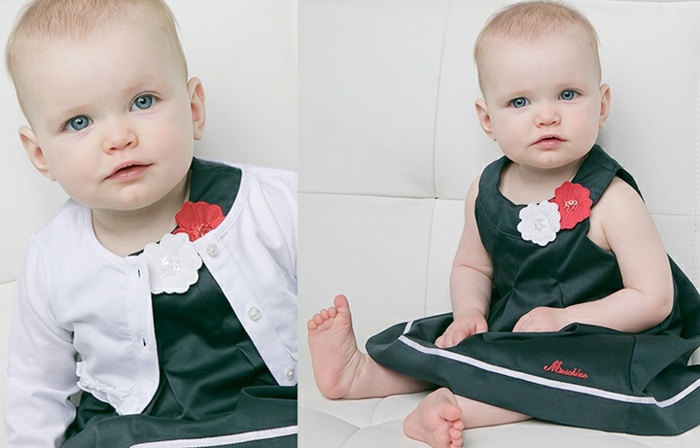 Baby klänningar flickor blommönster vit stickad väst