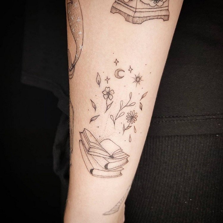 Fineline tatuering underarm små tatueringsdesigner för kvinnor