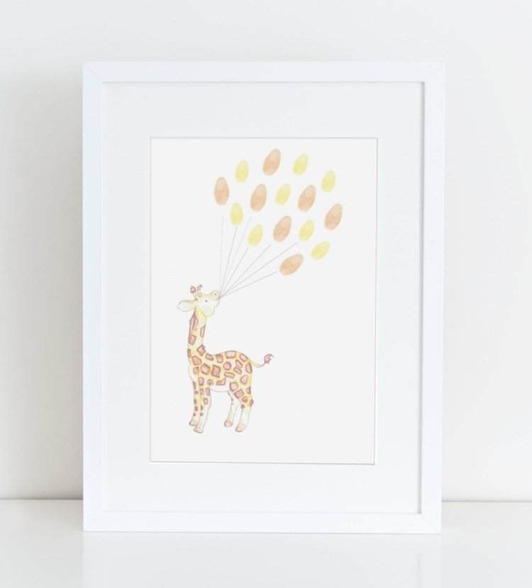 fingeravtrycksbilder giraff-ballonger-brun-gul