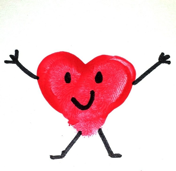 fingeravtryck-bilder-hjärta-form-röd-alla hjärtans dag-mödrar-dag-hälsning-kort-dekoration