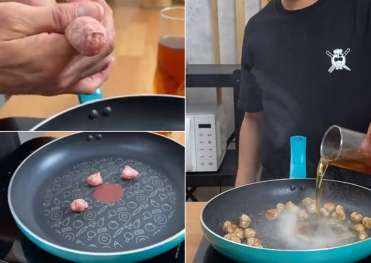 Stek köttbullar i lönnsirap whiskysås och karamellisera
