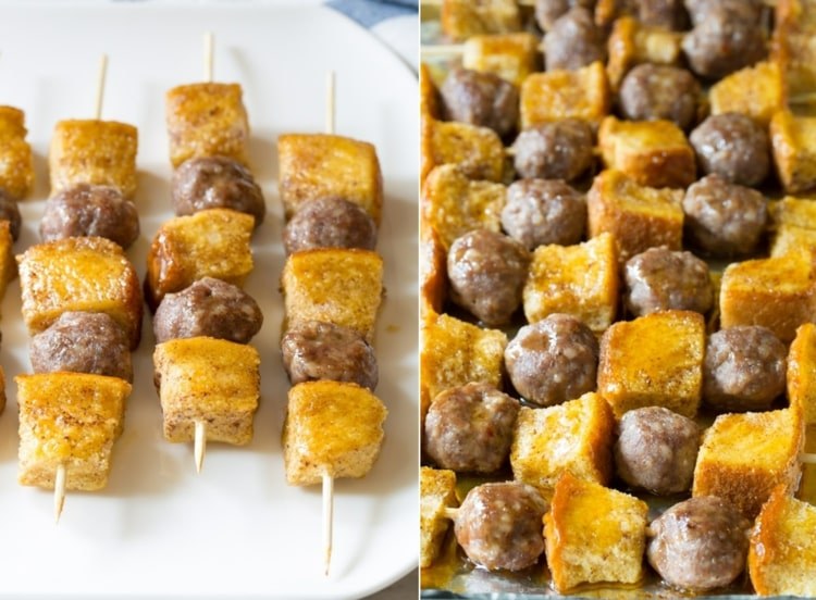 Hjärtliga franska toastspett med köttbullar och, om du vill, med ost