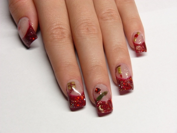 Vinter-naglar-design-bordeaux-glitter-franska-diagonalt arkiverade