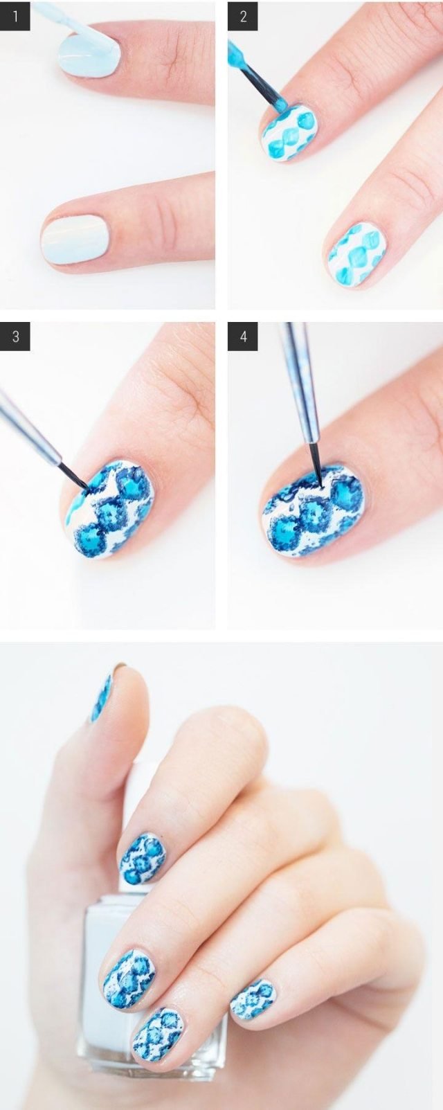 nagel-design-gör-det-själv-instruktioner-etno-look-blå-sommar