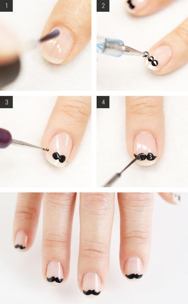 Fingernail-design-gör-det-själv-instruktioner-mustasch-söt-idé