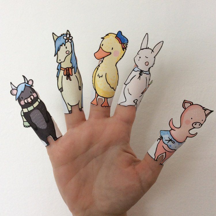 fingerdocka-pyssel-barn-finger-spel-papper-djur-måla