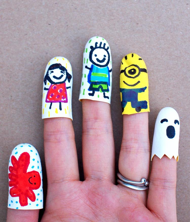 fingerdocka-tinker-barn-roliga-finger-spel-gummi-handske-målning