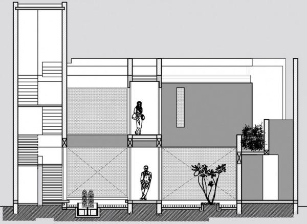 Två våningar flerfamiljshus Indien modern arkitektur planlösning