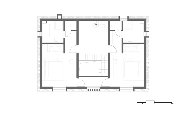 platt tak villa blueprint andra våningen rum