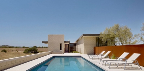 pool dåligt designer platt tak hus i modern stil