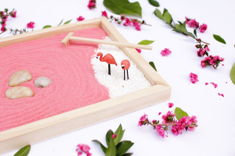 Flamingo dekoration idé gör mini trädgård själv