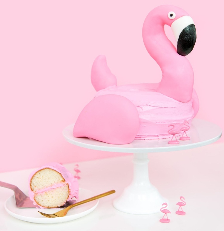 Flamingo dekoration idé baka tårta