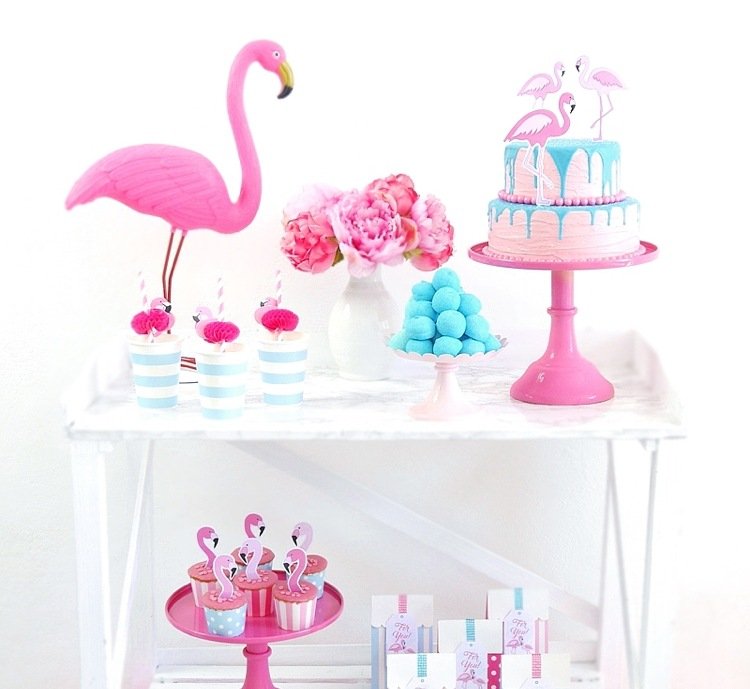 flamingo dekoration buffé barn födelsedag