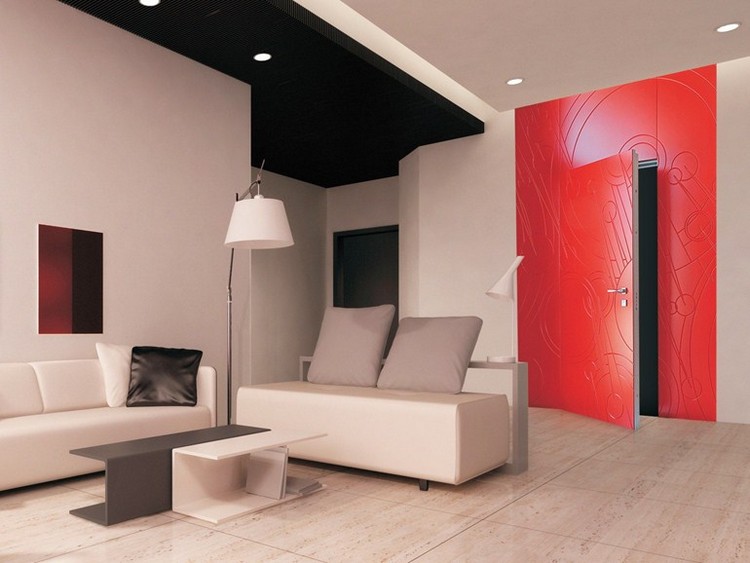 Inbyggda dörrar-lägenhet-dörr-accent färg-rött-mönster