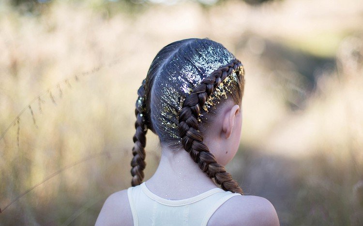 barn frisyrer fläta holländska flätor nederländska flätor glitter