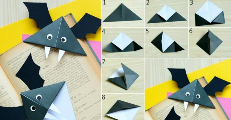 bat tinker bokmärke-papper-origami-bok-dekorera