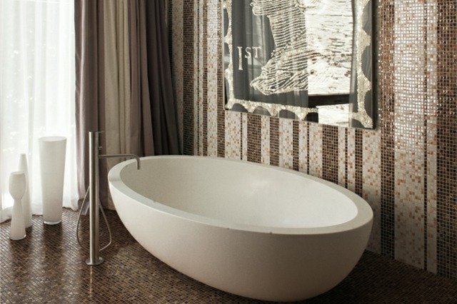 Glas-mosaik-bad kakel-oval-sanitära akryl badkar