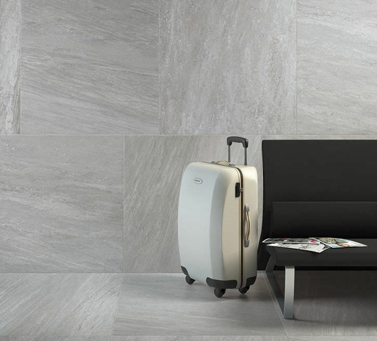 kakel sten look lefka maxi storformat resväska grå design väggbeklädnad