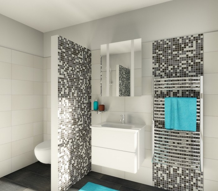 Set-mosaik-kakel-i-badrummet-vackra-accenter-keramik-svart-vit-pixel-liknande-arrangemang