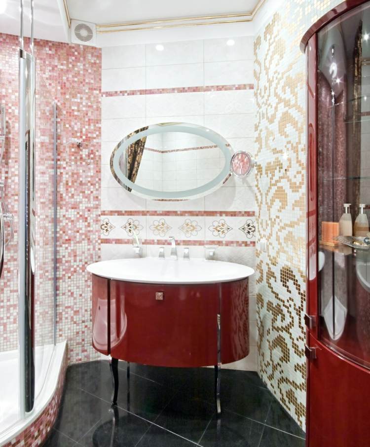 design klassiskt rött guld mosaikmönster konsol spegelskåp