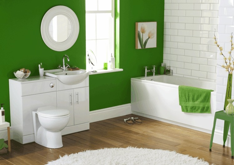 vita kakelfärger rektangulära gröna väggparkett vita möbler
