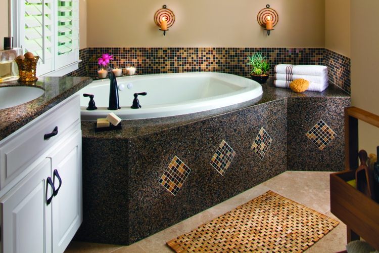 granit badrum kakel färger idéer mosaik hörn bad skåp
