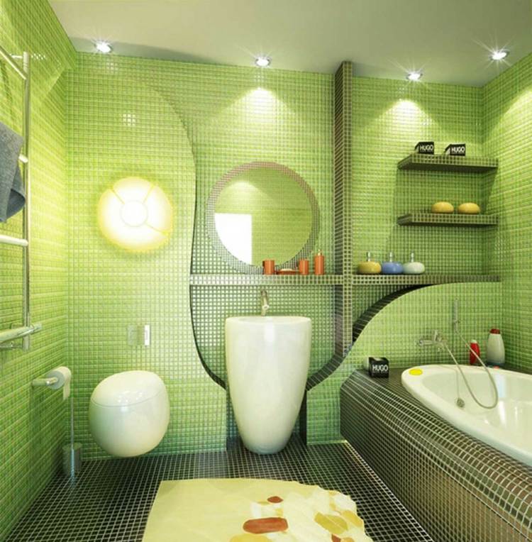 kakel grönt badrum nyanser moderna idéer organiskt form
