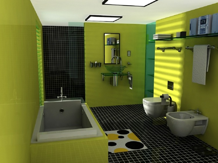 kakelfärger lime grön svart idéer badrumsmöbler ekologiskt