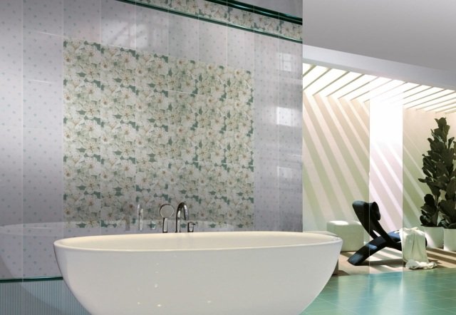 Blommönster designidéer badrumsmosaik